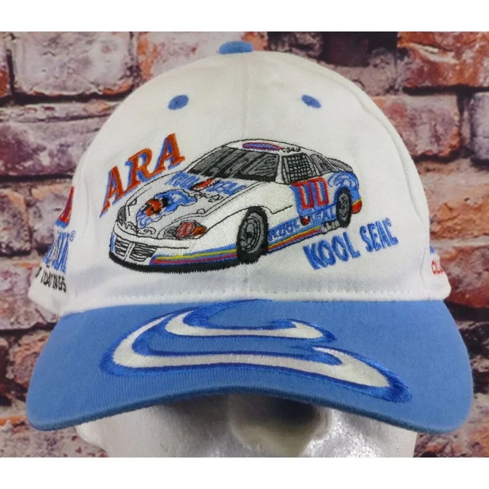 Vintage ARA Kool Seal Challenge Racing Hat White & Blue Embroidered Adjustable S